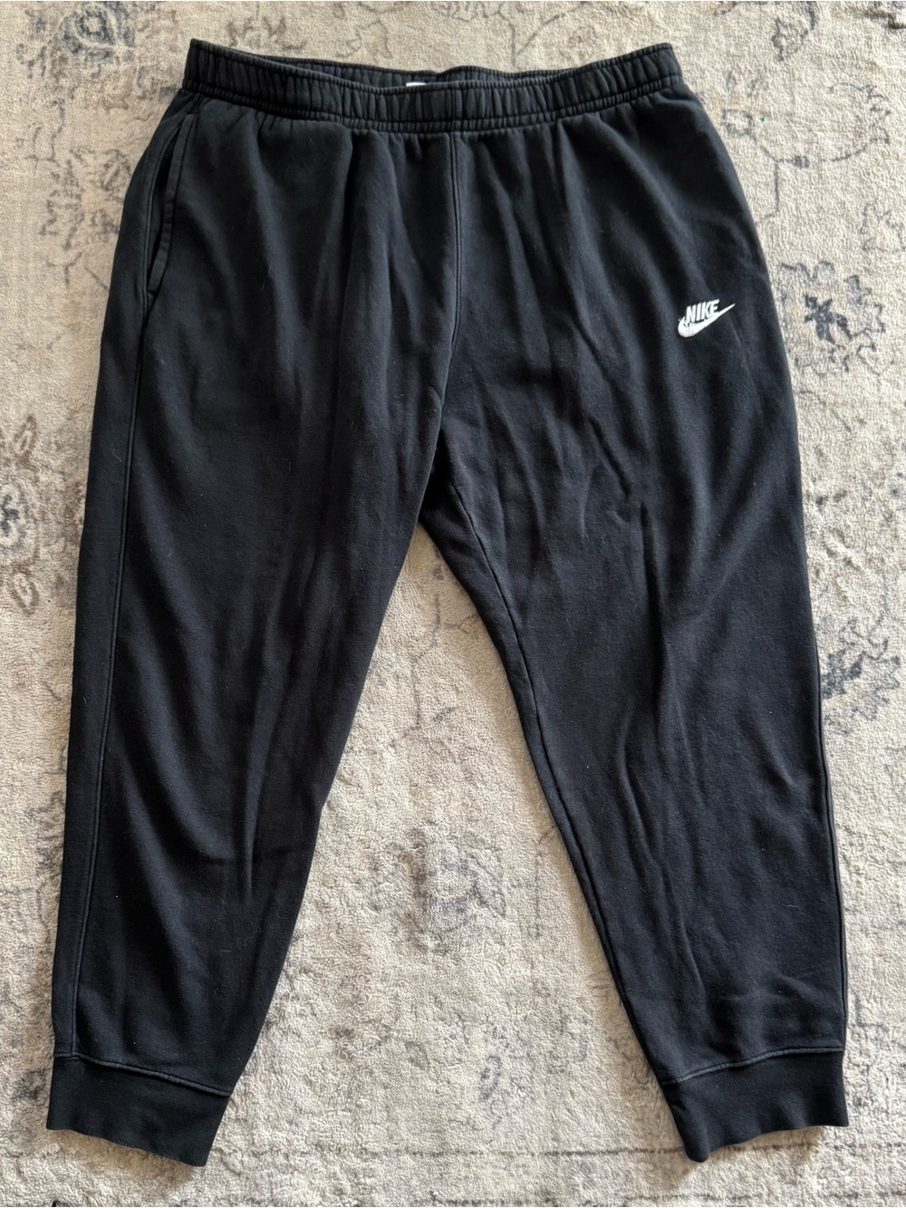 Nike Black Men’s Jogger Sweatpants with White Swoosh
